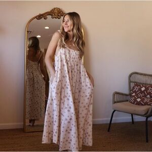 Free People textured floral midi dress NWT